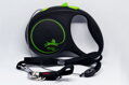 Samonavíjacie vodítko Black Design S zelené s lankom 5m/do 12kg, Flexi