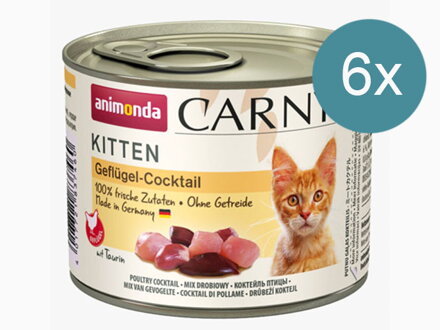 Konzerva CARNY KITTEN hydinový koktejl 200 g x 6, Animonda