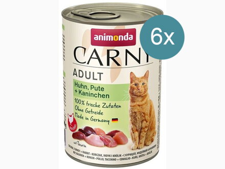 Konzerva CARNY ADULT kura, morka, králik 400 g x 6, Animonda