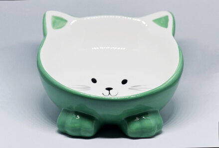 Ergonomická vyvýšená miska v tvare mačky zelená 0.15 l/ø 14 cm, Trixie
