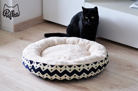 Okrúhly krémový pelech pre mačky - hviezdy 50cm, Tatrapet