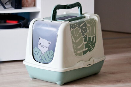 Kryté WC s dvierkami a filtrom EDEN zelená/krémová 50x39,1x38,9 cm, Moderna