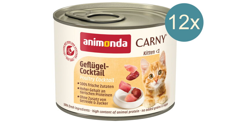 Konzerva CARNY KITTEN hydinový koktejl 200 g x 12, Animonda