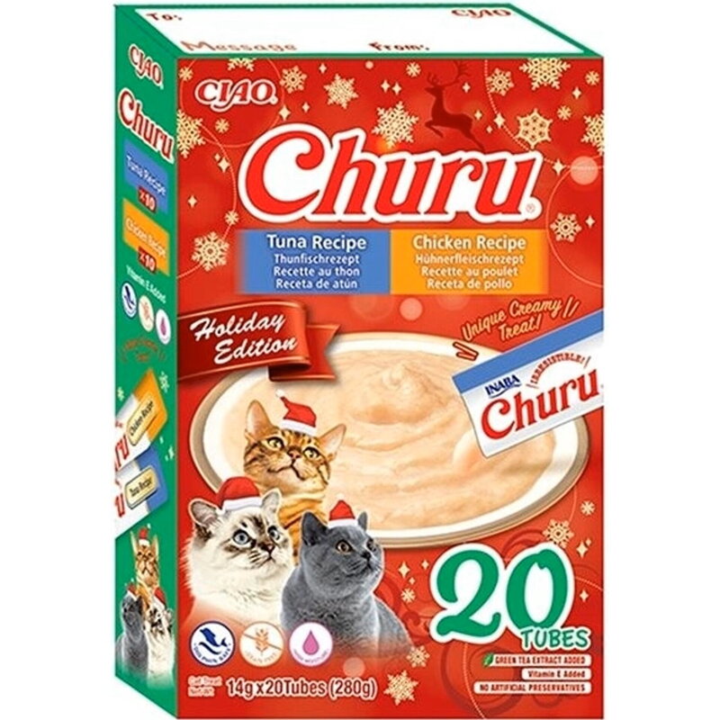 Churu Cat Vianočný Gift Box Tuniak & Kura 20 túb 280 g, Inaba