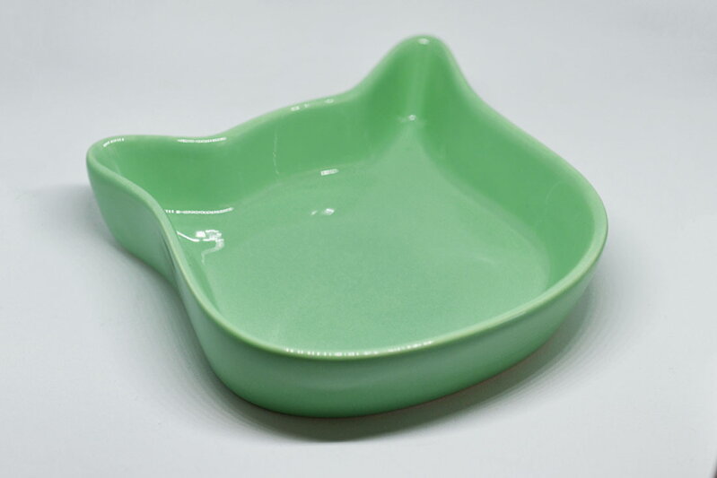 Nízka keramická miska v tvare mačacej hlavy zelená 0,25 l/12 cm, Trixie