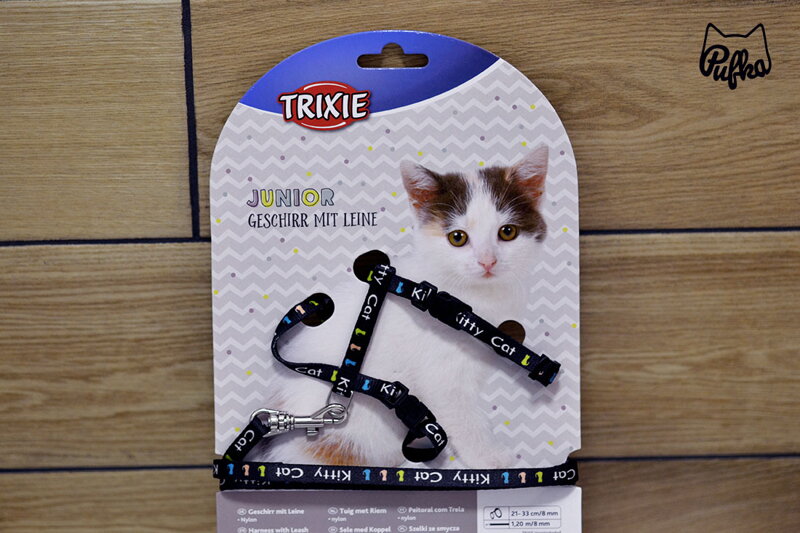 Postroj pre mačiatka KITTY CAT čierny 21-33 cm/8 mm/1,20 m, Trixie