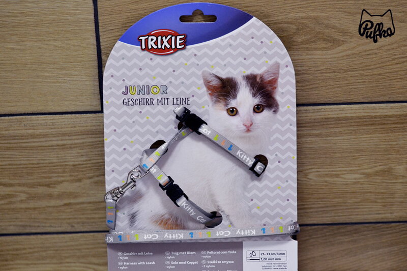 Postroj pre mačiatka KITTY CAT sivý 21-33 cm/8 mm/1,20 m, Trixie
