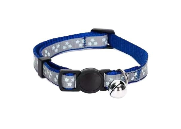 Reflexný obojok pre mačky s hviezdičkami modrý, Nobleza